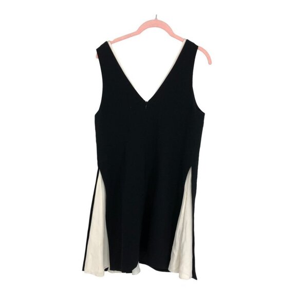 Cinq à Sept  Two Tone Silk Ivory and Black Sleeveless Ring Detail Mini Dress - Picture 4 of 16